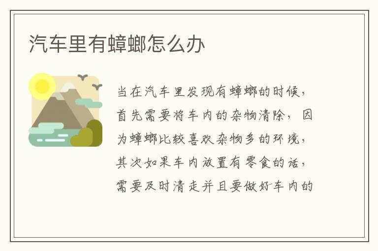 汽车里有蟑螂怎么办