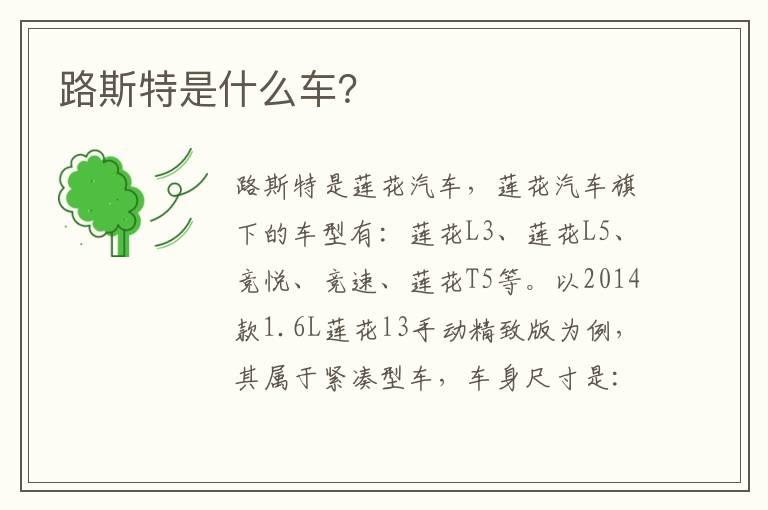 路斯特是什么车？