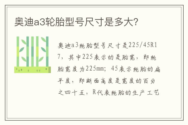 奥迪a3轮胎型号尺寸是多大？