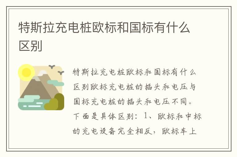 特斯拉充电桩欧标和国标有什么区别