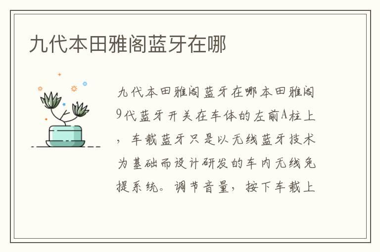 九代本田雅阁蓝牙在哪