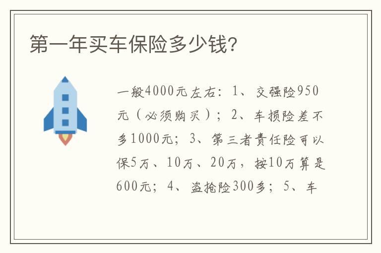 第一年买车保险多少钱?