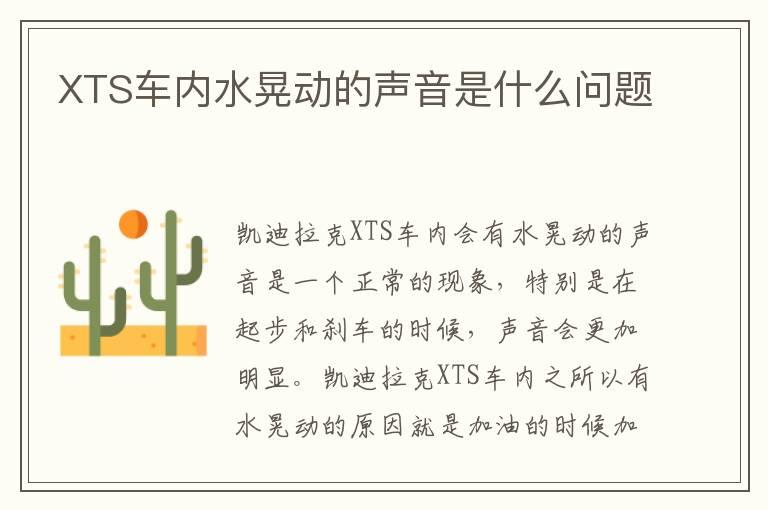 XTS车内水晃动的声音是什么问题