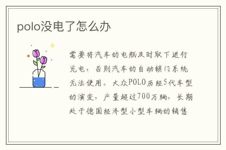 polo没电了怎么办