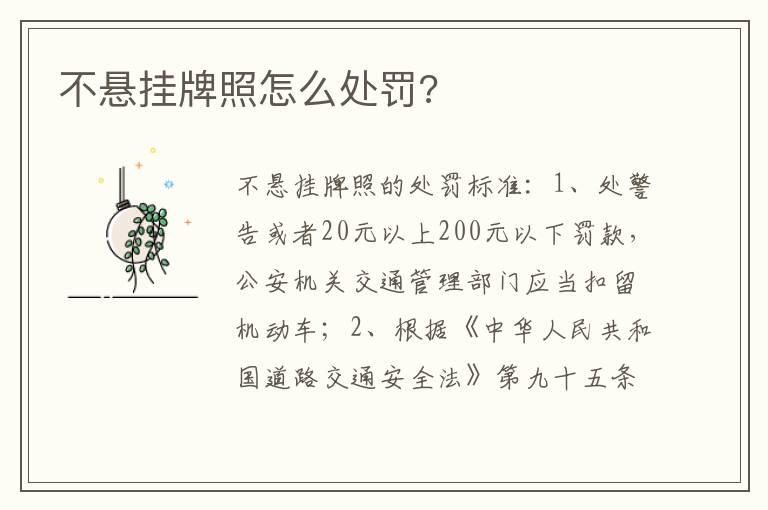 不悬挂牌照怎么处罚?