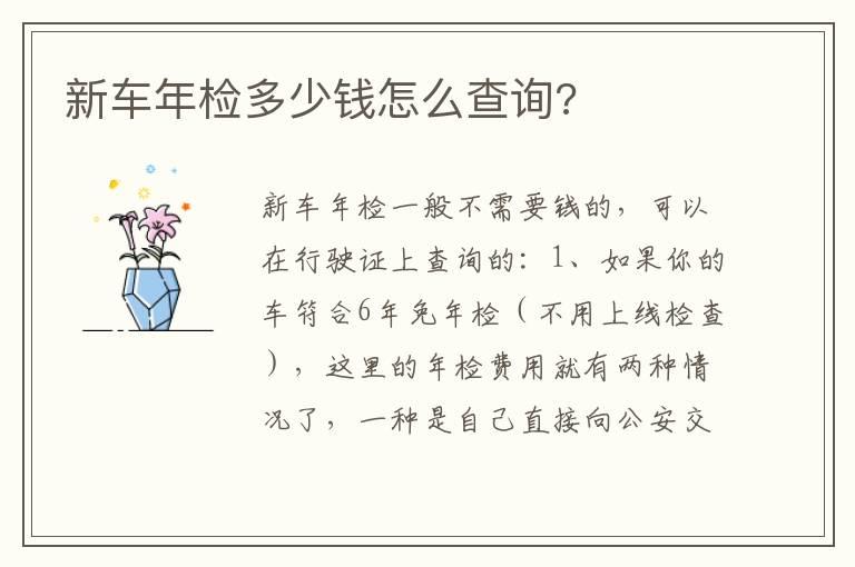 新车年检多少钱怎么查询?
