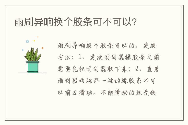 雨刷异响换个胶条可不可以?