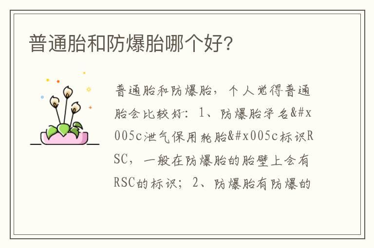 普通胎和防爆胎哪个好?