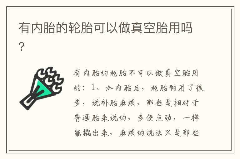 有内胎的轮胎可以做真空胎用吗?
