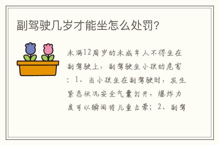 副驾驶几岁才能坐怎么处罚?