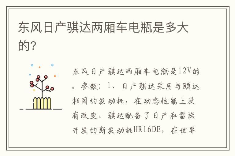 东风日产骐达两厢车电瓶是多大的?