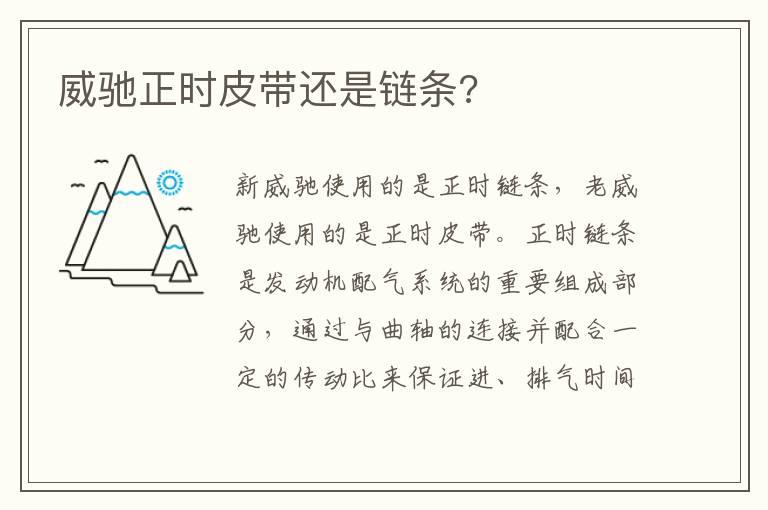 威驰正时皮带还是链条?