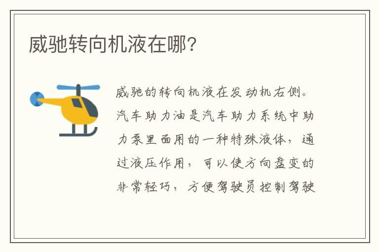 威驰转向机液在哪?