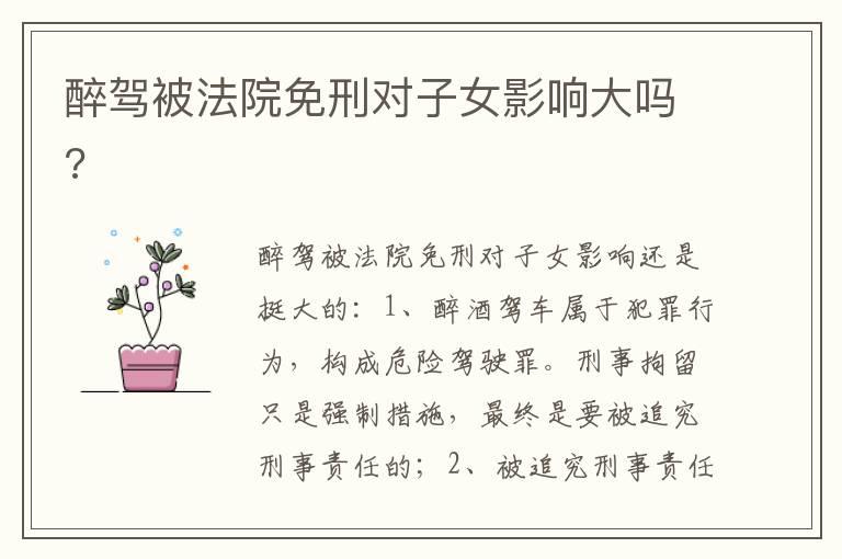 醉驾被法院免刑对子女影响大吗?
