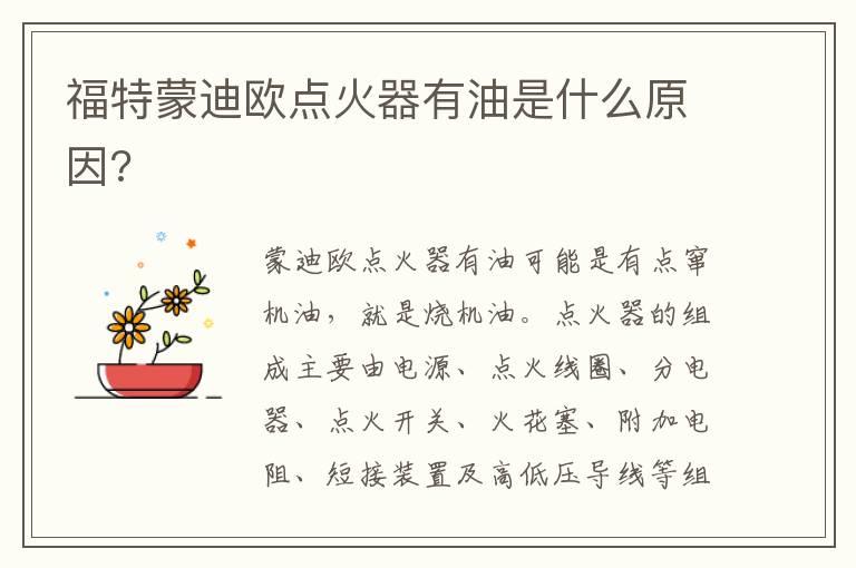 福特蒙迪欧点火器有油是什么原因?