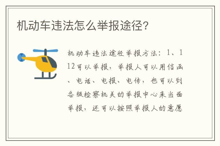 机动车违法怎么举报途径?