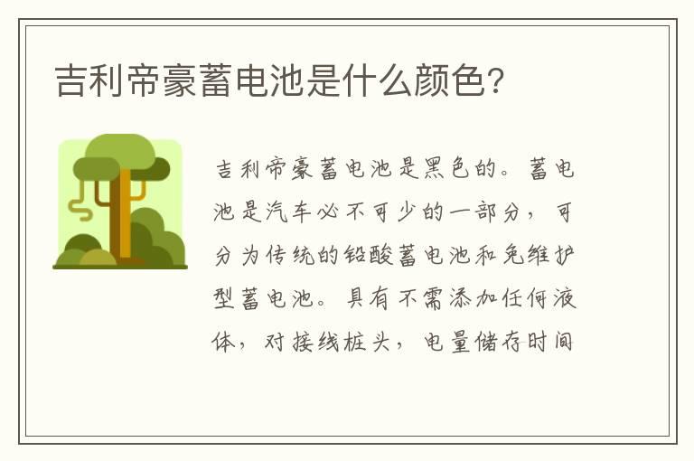 吉利帝豪蓄电池是什么颜色?