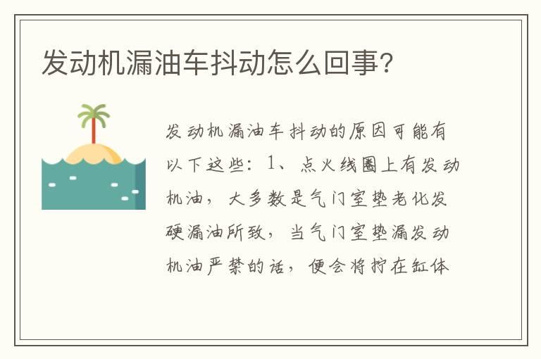 发动机漏油车抖动怎么回事?