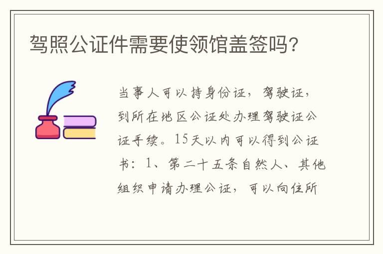 驾照公证件需要使领馆盖签吗?