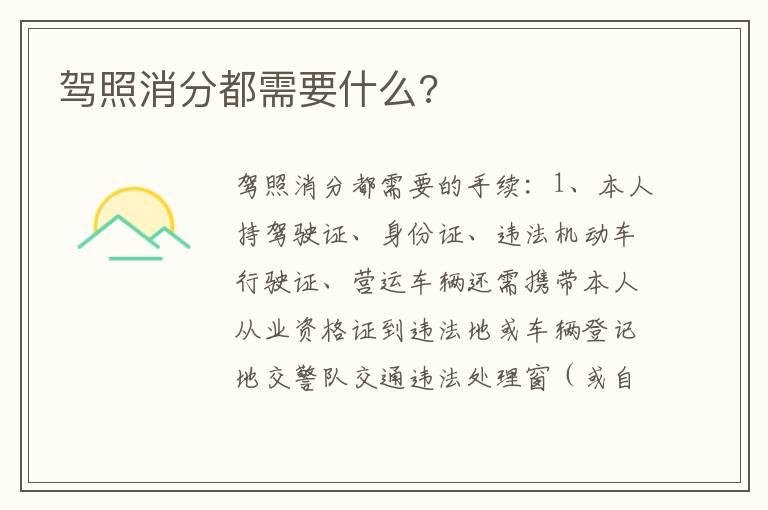 驾照消分都需要什么?