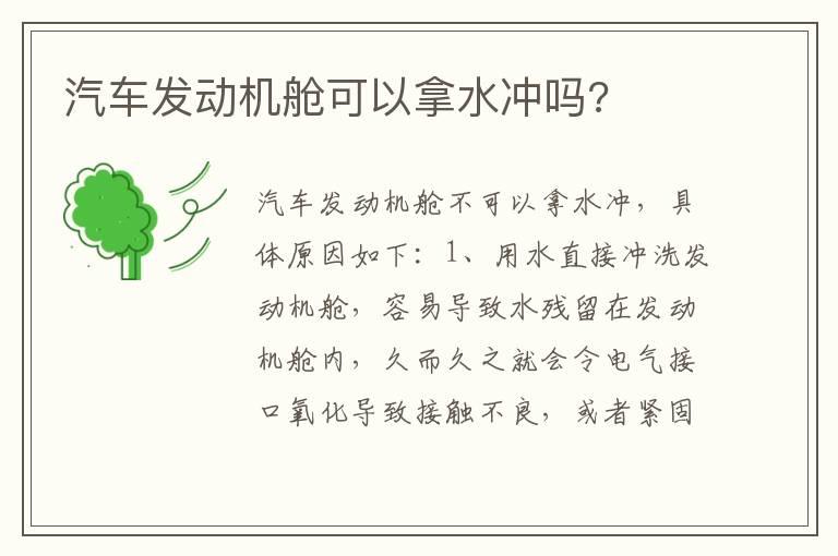 汽车发动机舱可以拿水冲吗?