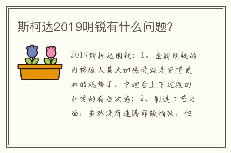 斯柯达2019明锐有什么问题?