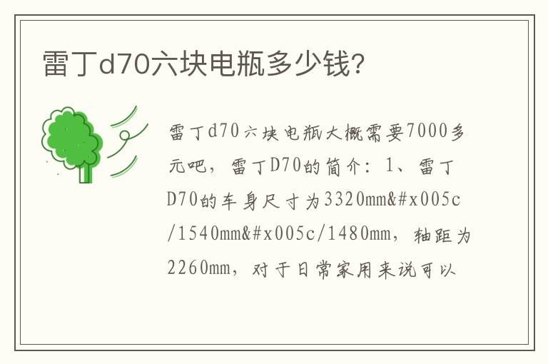 雷丁d70六块电瓶多少钱?
