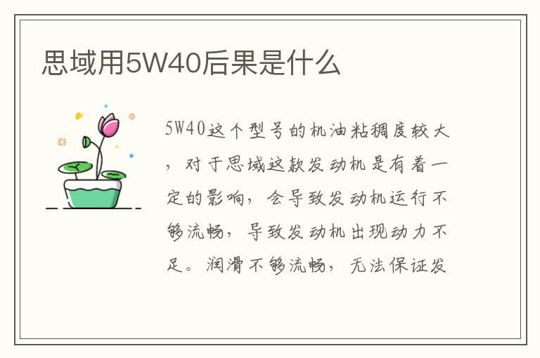 思域用5W40后果是什么