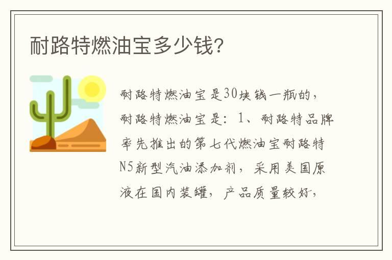 耐路特燃油宝多少钱?
