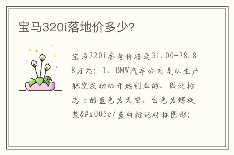 宝马320i落地价多少?