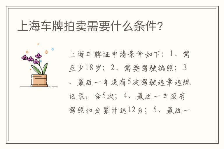 上海车牌拍卖需要什么条件?