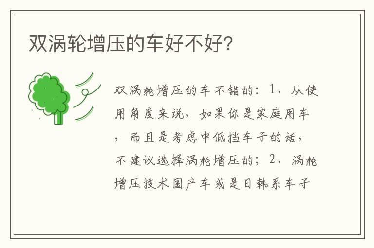 双涡轮增压的车好不好?