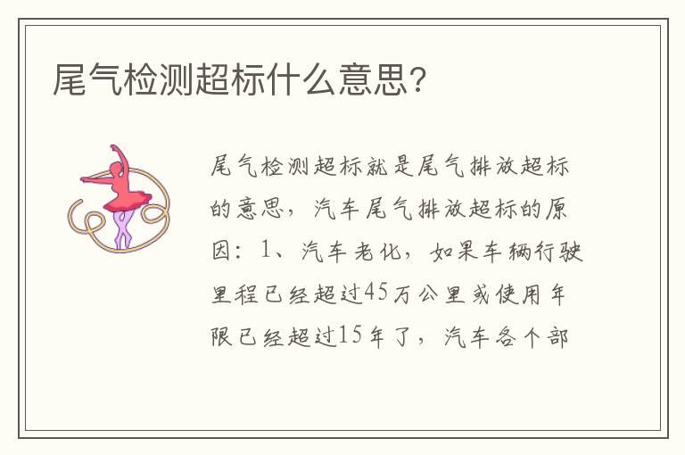 尾气检测超标什么意思?