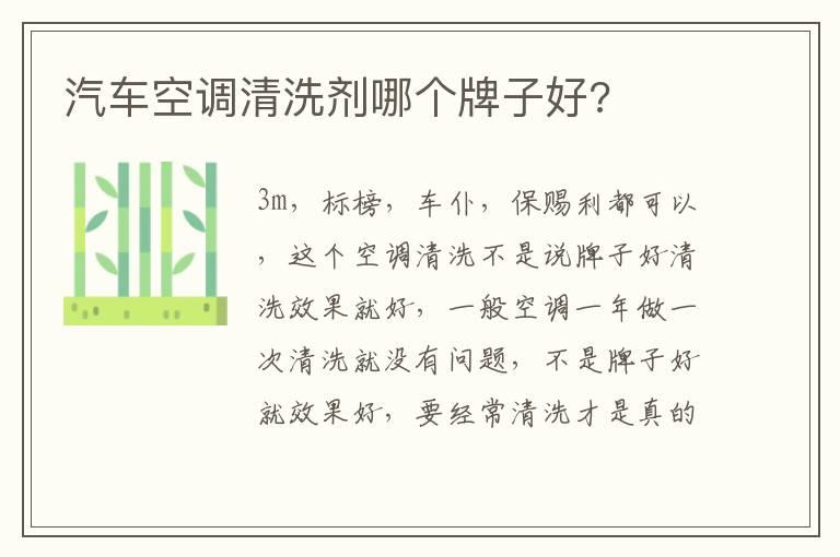 汽车空调清洗剂哪个牌子好?