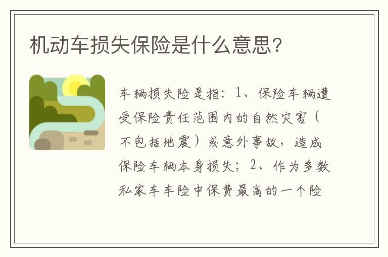 机动车损失保险是什么意思?