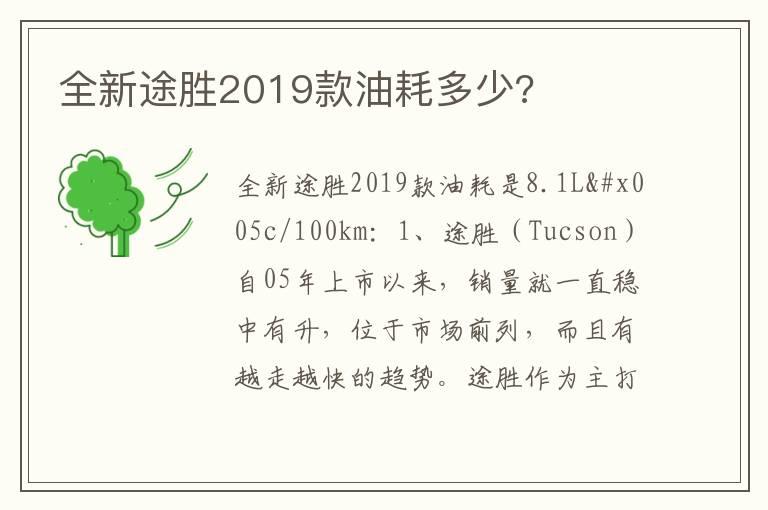 全新途胜2019款油耗多少?