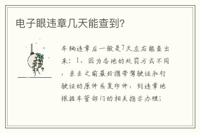 电子眼违章几天能查到?