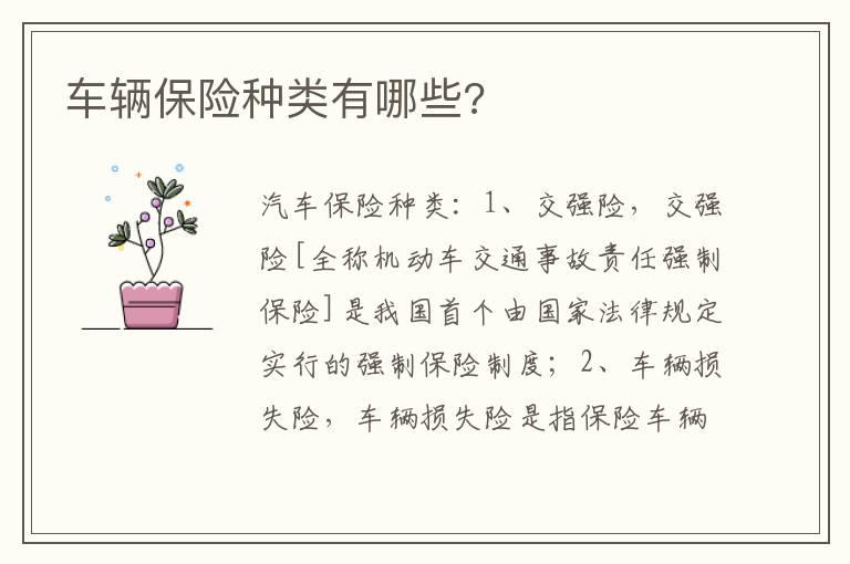 车辆保险种类有哪些?