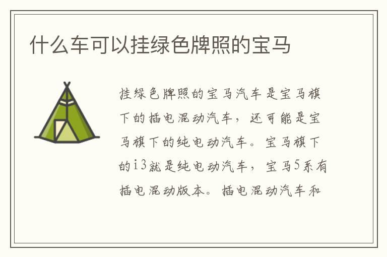 什么车可以挂绿色牌照的宝马