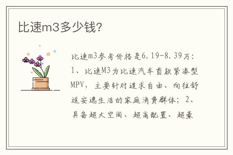 比速m3多少钱?