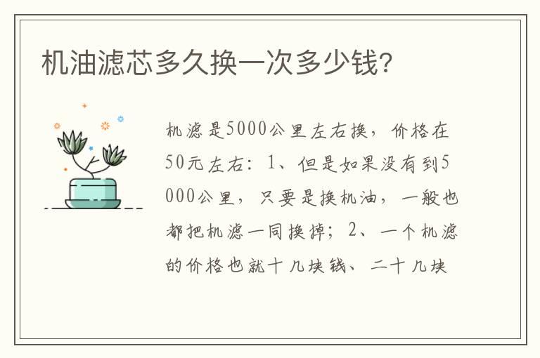 机油滤芯多久换一次多少钱?