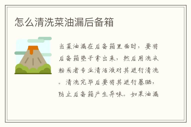 怎么清洗菜油漏后备箱