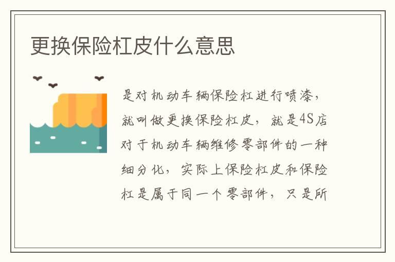 更换保险杠皮什么意思