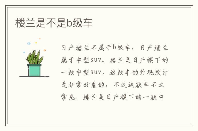 楼兰是不是b级车
