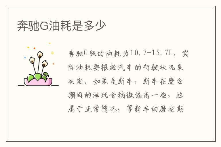 奔驰G油耗是多少