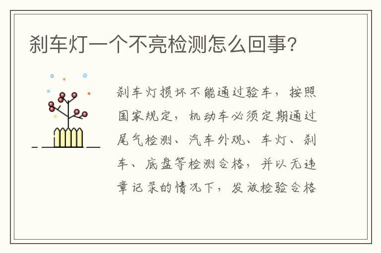 刹车灯一个不亮检测怎么回事?