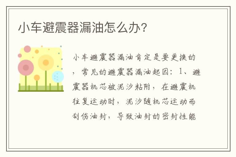 小车避震器漏油怎么办?