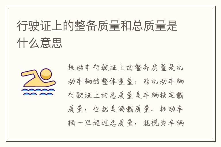 行驶证上的整备质量和总质量是什么意思