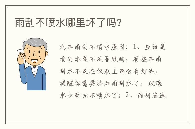 雨刮不喷水哪里坏了吗?