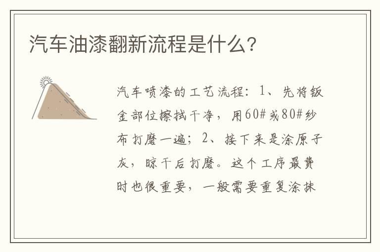汽车油漆翻新流程是什么?